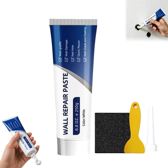 3 in 1 Wall Repair Kit, Efficient Drywall Repair Kit with Scraper, Wall Mending Agent Repair Paste, Wall Repair Paste Tube, Waterproof and Quick-Dry for Holes & Cracks Nail Holes