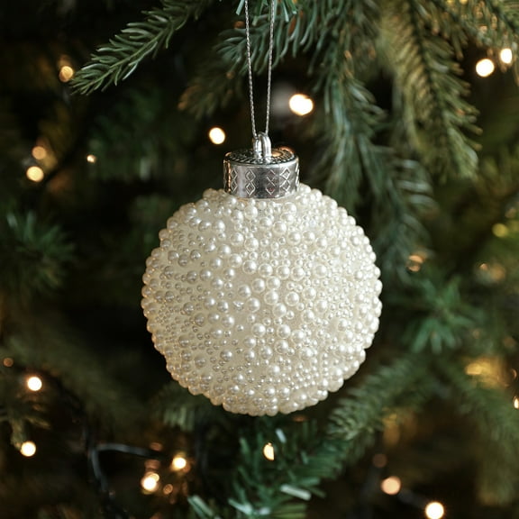 3.1" White Christmas Ball Ornaments, Plastic pearls Shatterproof Decorations, Large Ornaments for Christmas Tree, Hanging Xmas Wedding Party Holiday Decorations