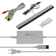3-1 Wii AC Power Adapter + Composite Audio Video Cable and Wired Motion Sensor Bar Compatible with Nintendo Wii