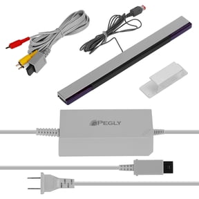 3-1 Wii AC Power Adapter + Composite Audio Video Cable and Wired Motion Sensor Bar Compatible with Nintendo Wii