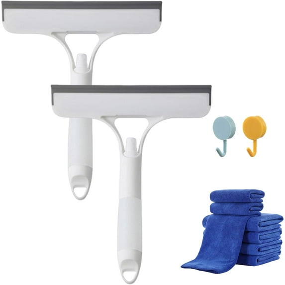 3 in 1 Window Cleaning Scraper, 2025 New 3 in 1 Window Cleaner, Squeegee and Scrubber with Spray, for Windows, Walls, Car Windshields, Bathrooms, Kitchens,Easy to Clean Without Streaks (2White)