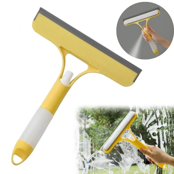 3 in 1 Window Cleaning Scraper, 2025 New Multi-Function Squeegee Tool for Shower Glass, Tile, Mirror Cleaning, All-Purpose Spray Function Brush with Ergonomic Handle