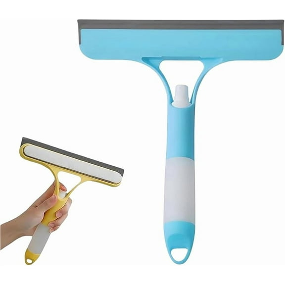3 in 1 Window Cleaning Scraper, 2025 New Shower Squeegee, 3 in 1 queegee for Window Cleaning, Window Squeegewith Sprayer for Glass for Home Car Kitchen Shower Glass Mirror (Blue)