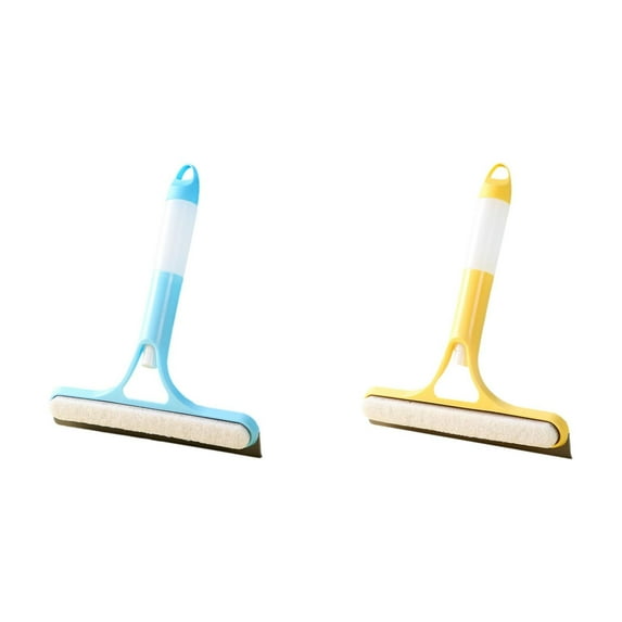 3 in 1 Window Cleaning Scraper,2025 New Squeegee for Shower Glass,3 in 1 Spray Function for Glass Doors for Windows Glass,Mirrors Scraper,Brush,All-Purpose Window Cleaner Tool (Blue + Yellow)