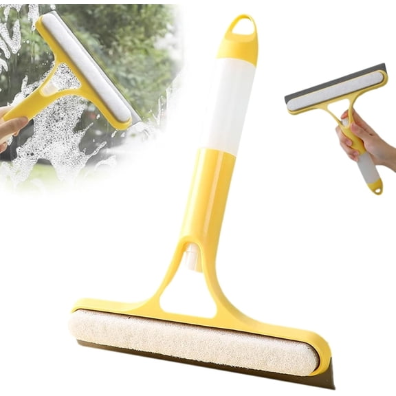 3 in 1 Window Cleaning Scraper,2025 New Squeegee for Shower Glass,3 in 1 Squeegee for Window Cleaning,Window Squeegee with Sprayer for Car, Home, Kitchen Window (Blue)