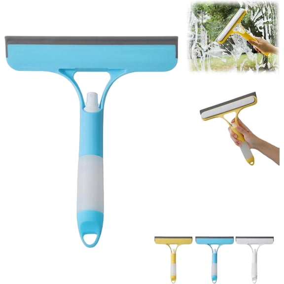 3 in 1 Window Cleaning Scraper, All-Purpose Spray Window Squeegee Cleaner Tool with Spray Bottle, Sponge Wipe, Silicone in One Cleaning Brush, for Car, Home, Kitchen Win Dow