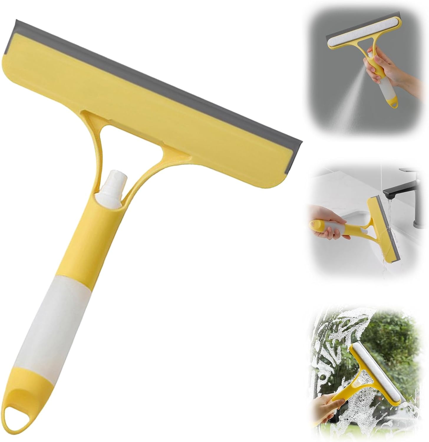 3 in 1 Window Cleaning Scraper with Spray, Multi-Purpose Squeegee for ...
