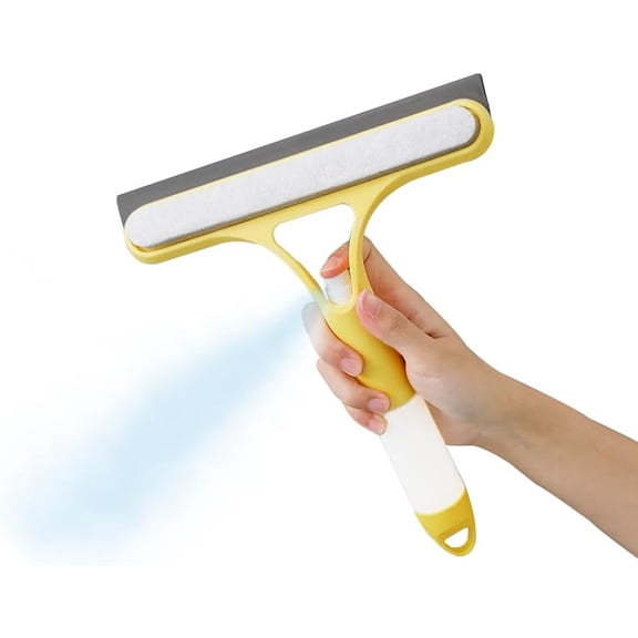 3 in 1 Window Cleaning Scraper, Window  with Sprayer, Window Cleaning Scraper for Windows, Walls,  Windshields, Bathrooms, Kitchens, -Purpose Window Cleaner Tool (Yellow)