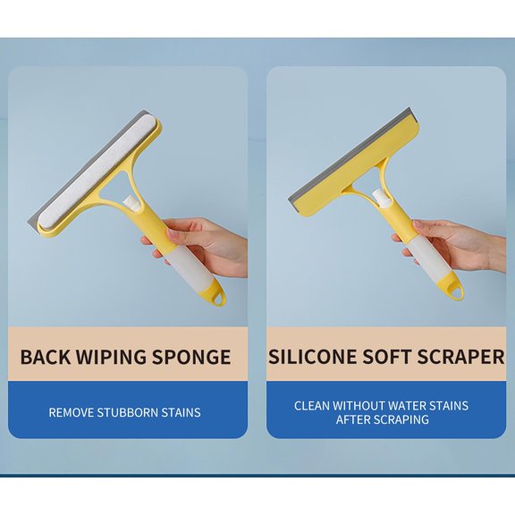 3 in 1 Window Cleaning Tool with Removable Spray Bottle, Flexible Soft Rubber Window Squeegee Scraper, Seamless Fit Glass Cleaner for Home Bathroom Mirror Car Windshield Door