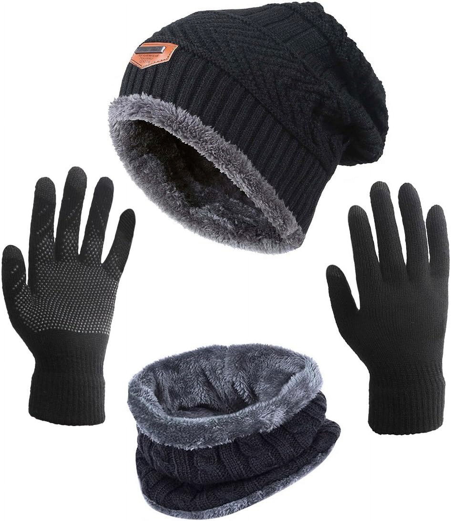 C.C 3pc Knit Warm Pom Beanie Gloves Scarves Set C.C 3pc Winter Warm Ribbed Knit Stretch Pom Pom Beanie  main image 4