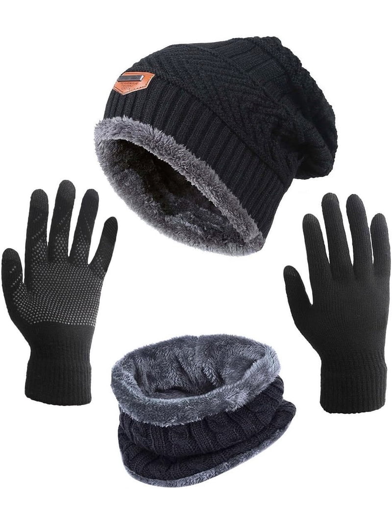 3 in 1 Winter Set: Beanie Hat, Scarf, Touchscreen Gloves Darller Winter Scarf for Men, 3 PCS Fleece Beanie Hat and  main image 2