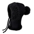 thumbnail image 1 of 3 In 1 Winter Fleece-Lined Knitted Hat for Women - with Scarf and Mask, Warm Knitted Ski Scarf & Mask Combo, Ideal for Fall Winter Cold Weather, Keep Head, Neck & Face Cozy, Black, 1 of 7