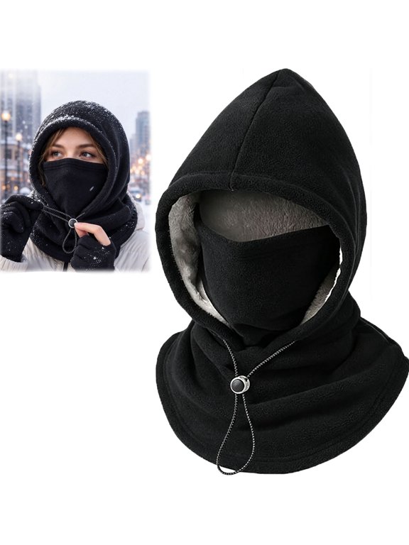 3 in 1 Winter Hat, One-Piece Flannel Warm Mask Hat for Cycling, Fleece Double‑Layer Integrated Hat, Soft Adjustable Hood Design for Outdoor Activities