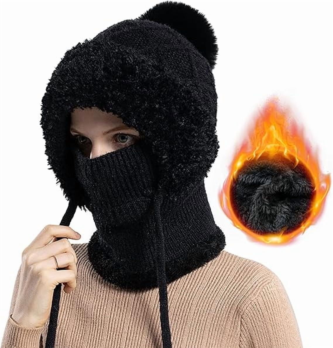 3 in 1 Winter Hat Scarf Set for Women Knit Balaclava Ski  display picture 3