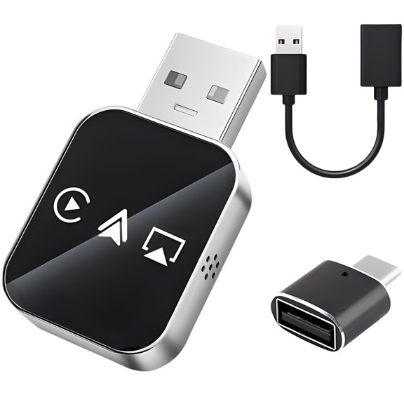 3 in 1 Wireless Adapter Compatible with Carplay and Android Auto with Mirror Link, USB Connector for 95% Wired CarPlay Cars, Ready-to-Use Auto-Connect Dongle Compatible with iPhone and Android Phones