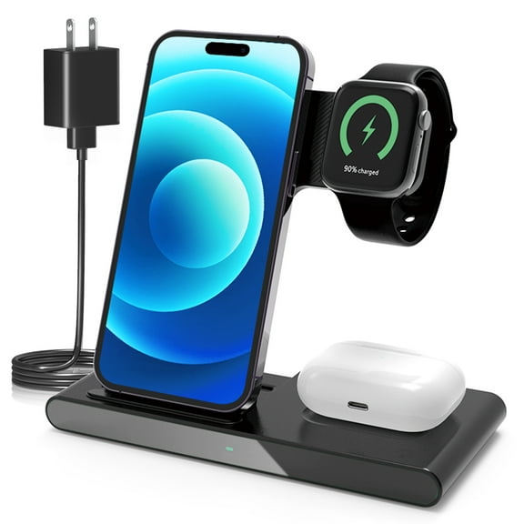 3 in 1 Wireless Charger,Fast Charger Pad Stand Charging Station for iPhone 14 13 12 11 Pro Max XS XR X 8 Plus Watch 8 7 6 5 4 3 2 SE and AirPods 3 2 Pro