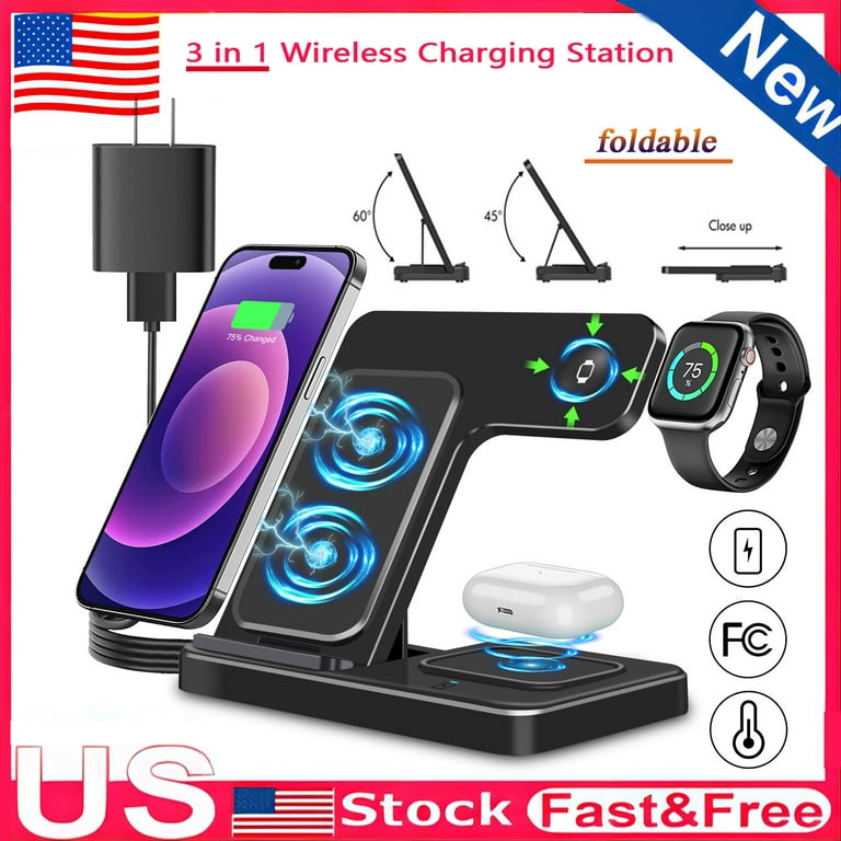3 in 1 Wireless Charger, Fast Charging Station Multiple Devices