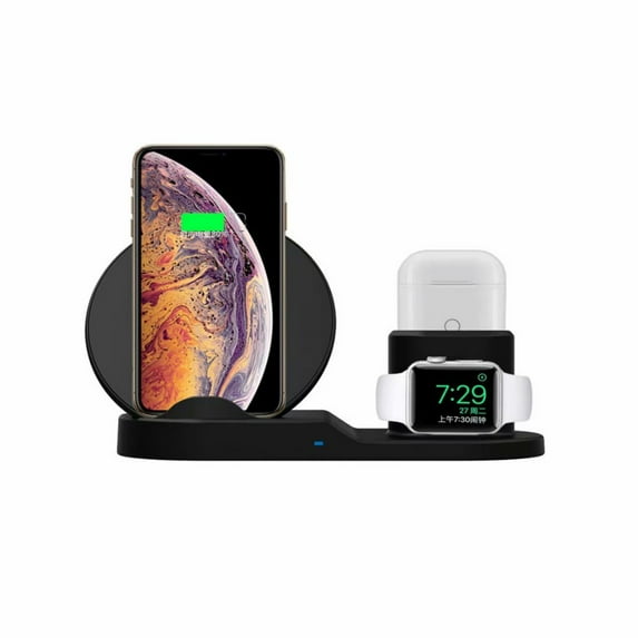 3 in 1 Wireless Charger Stand, QI Fast Wireless Charging Station Dock for Apple Watch 4 3 2 1,Airpod,iPhone 11 Pro Xs XR Max X 8 Plus 8,Samsung Galaxy S9 S8,LG