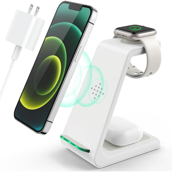 3 in 1 Wireless Charging Station, 2026 Upgraded Fast Desk Charger Station for iPhone 17 16 15 14 13 12 Pro Max Plus, Stand Watch 11 10 9 8 7 6 5 4 2 Ultra SE, Airpods