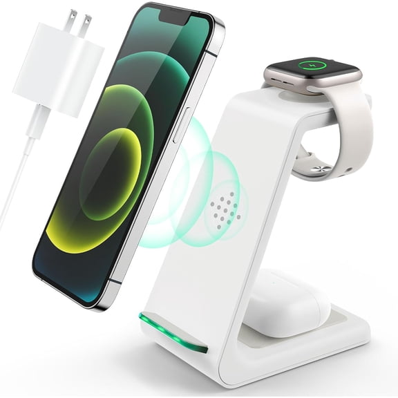 3 in 1 Wireless Charging Station, 2026 Upgraded Fast Desk Charger Station for iPhone 17 16 15 14 13 12 Pro Max Plus, Stand Apple Watch 11 10 9 8 7 6 5 4 2 Ultra SE, Airpods