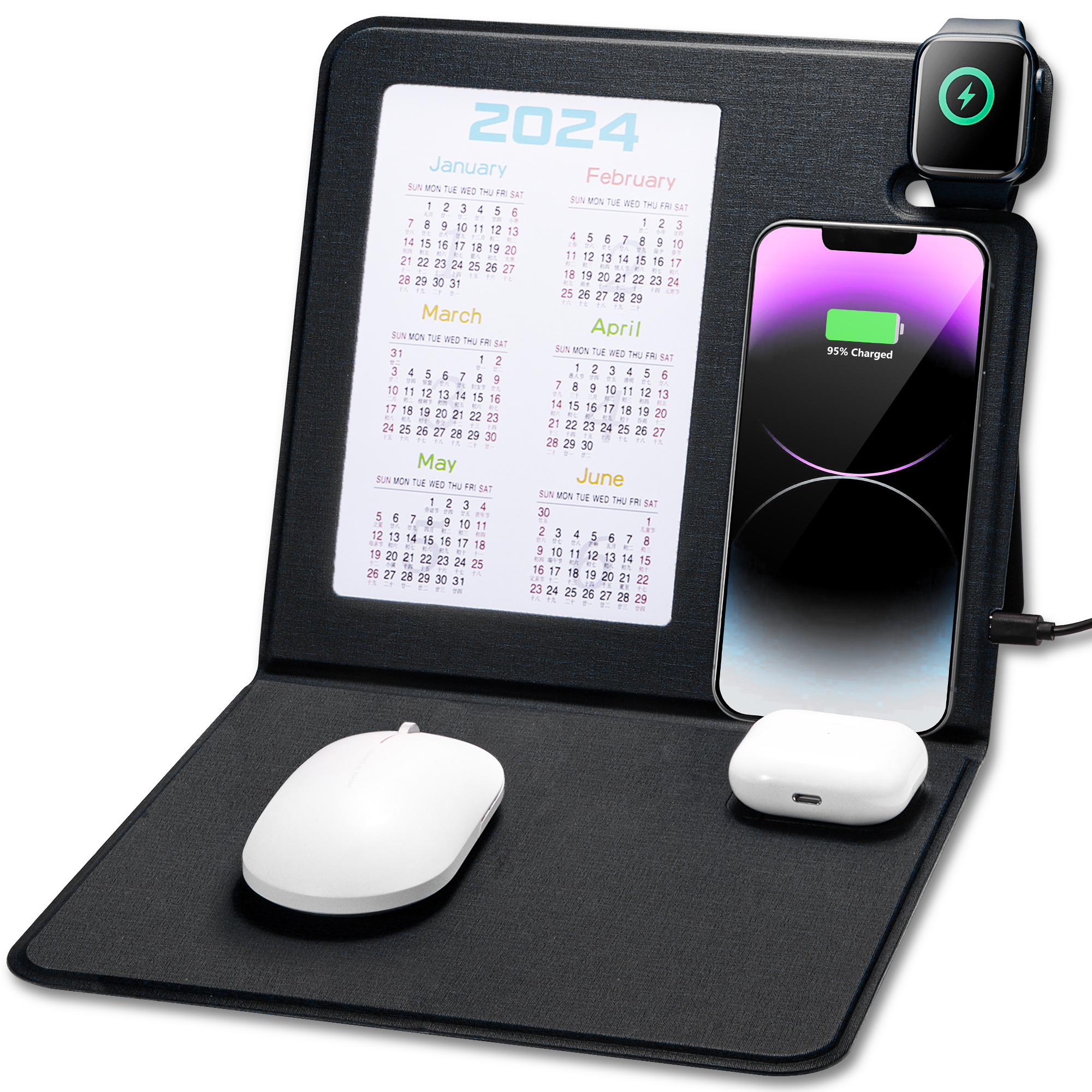iHome Wireless Charging Stand Qi Certified Fast Charge Station 7.5W