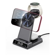 3 in 1 Wireless Charging Station for Garmin Watches Fenix/Venu/Forerunner/vivoactive/Instinct, Magnetic Charger for iPhone 12-17 Series, for AirPods, for Galaxy Buds No Adapter