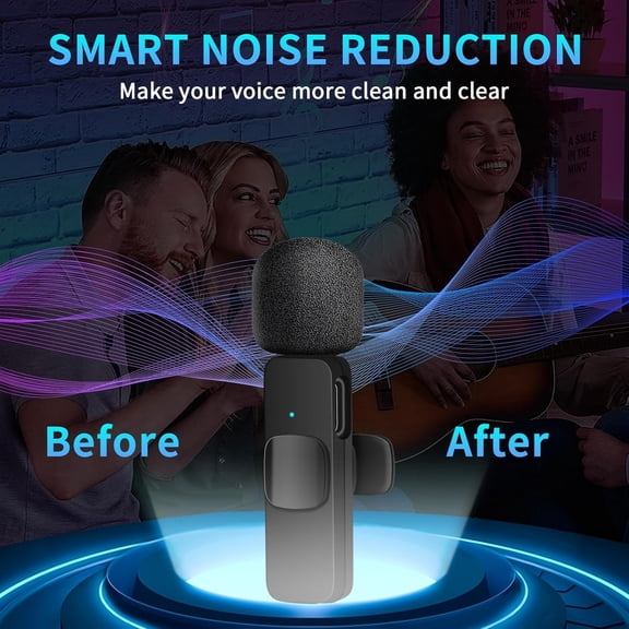 3 in 1 Wireless Lavalier Microphone for iPhone, Android, Camera, 12Hour Battery, Noise Reduction Recording Mic 2.4G Ultra-Low Delay, Mini Microphone for Vlog/TikTok/YouTube Live Stream(2 Mic)