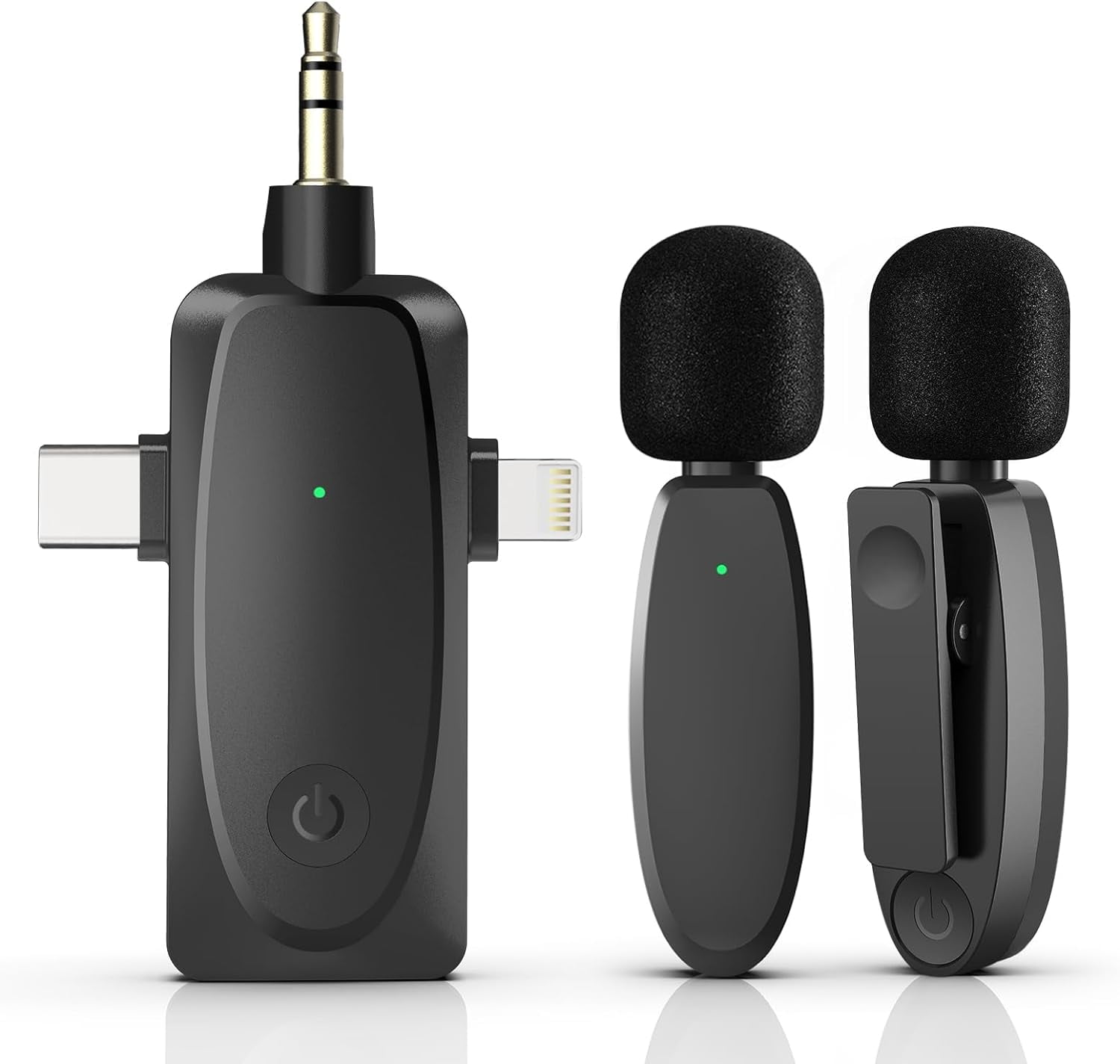 3 in 1 Wireless Lavalier Microphone for iPhone,Android,Camera and Laptop, 2.4G Ultra Low Delay Double Mini Microphone Lapel Mic with Noise Reduction for Video Recording