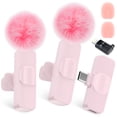 thumbnail image 1 of 3 in 1 AILKIN 2Pack Wireless Lavalier Microphones for iPhone Android,Plug-Play Mini Microphone,Noise Reduction,Clip on Lapel Mics for Video Recording Vlog,TikTok,YouTube,Interview,Pink, 1 of 7