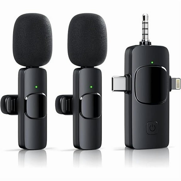 3 in 1 Wireless Lavalier Microphone for iPhone Android Camera USB-C, Noise Canceling Wireless Mini Microphone for YouTube,TikTok,Video Recording,Interviews,Game Live Streaming,Vlog