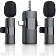 3 in 1 Wireless Lavalier Microphone for iPhone iPad Android,Cordless 8 Hours Lightweight Noise Reduction Crystal Clear Sound for Recording, Live Streaming, Interview, Vlog, Black, JU89C3KJ-1