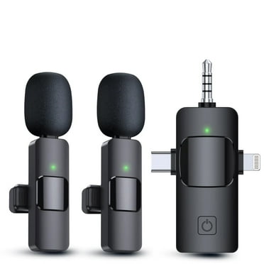 3 in 1 Wireless Lavalier Microphones for iPhone,iPad,Android,Camera,USB-C Microphone,7-Hour Battery,Mini Microphone with Noise Reduction for Video Recording,Vlog,YouTube,TikTok