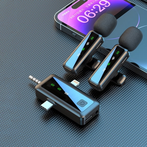 3 in 1 Wireless Lavalier Microphones for iPhone, iPad, Android, Camera, USB-C Microphone, Mini Microphone with Noise Reduction for Video Recording, Vlog, YouTube