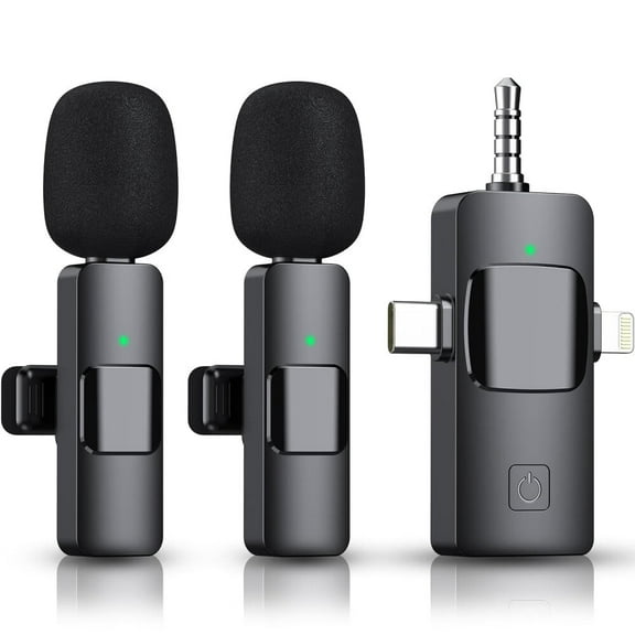 3 in 1 Wireless Microphone for iPhone,Camera,Android,iPad,Mini Microphone,USB C Microphone,iPhone Mic,2.4G Ultra-Low Delay,Microphone for Video Recording/Vlog/TikTok/YouTube/Interview