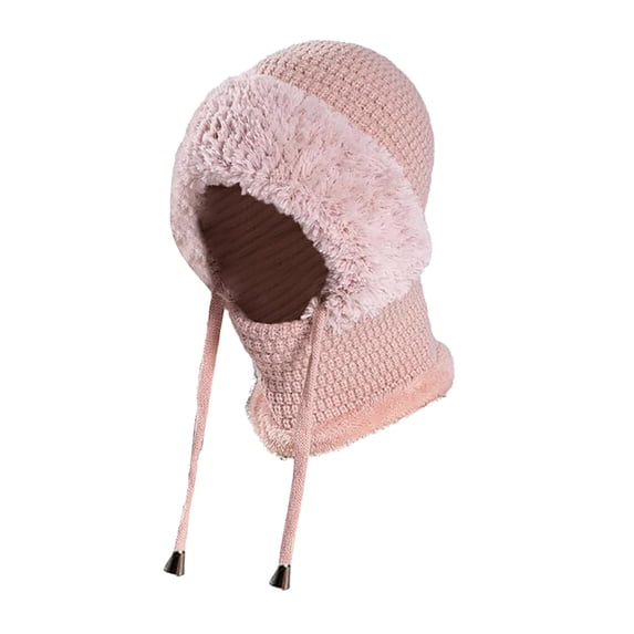 3 in 1 Women's Beanie Hat with Scarf and Face Mask, Warm Knit Fleece Lined Balaclavas Winter Hats for Women Cold Weather Outdoor 2026 Knitted Cold Weather Balaclava Hood Caps,Pink