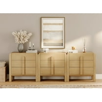 3 In 1 Wood Accent Cabinet with Drawers, 94.5" Modern Credenza Storage Cabinet with Curved Profile Design for Living Room, Kitchen, Dining Room, Hallway