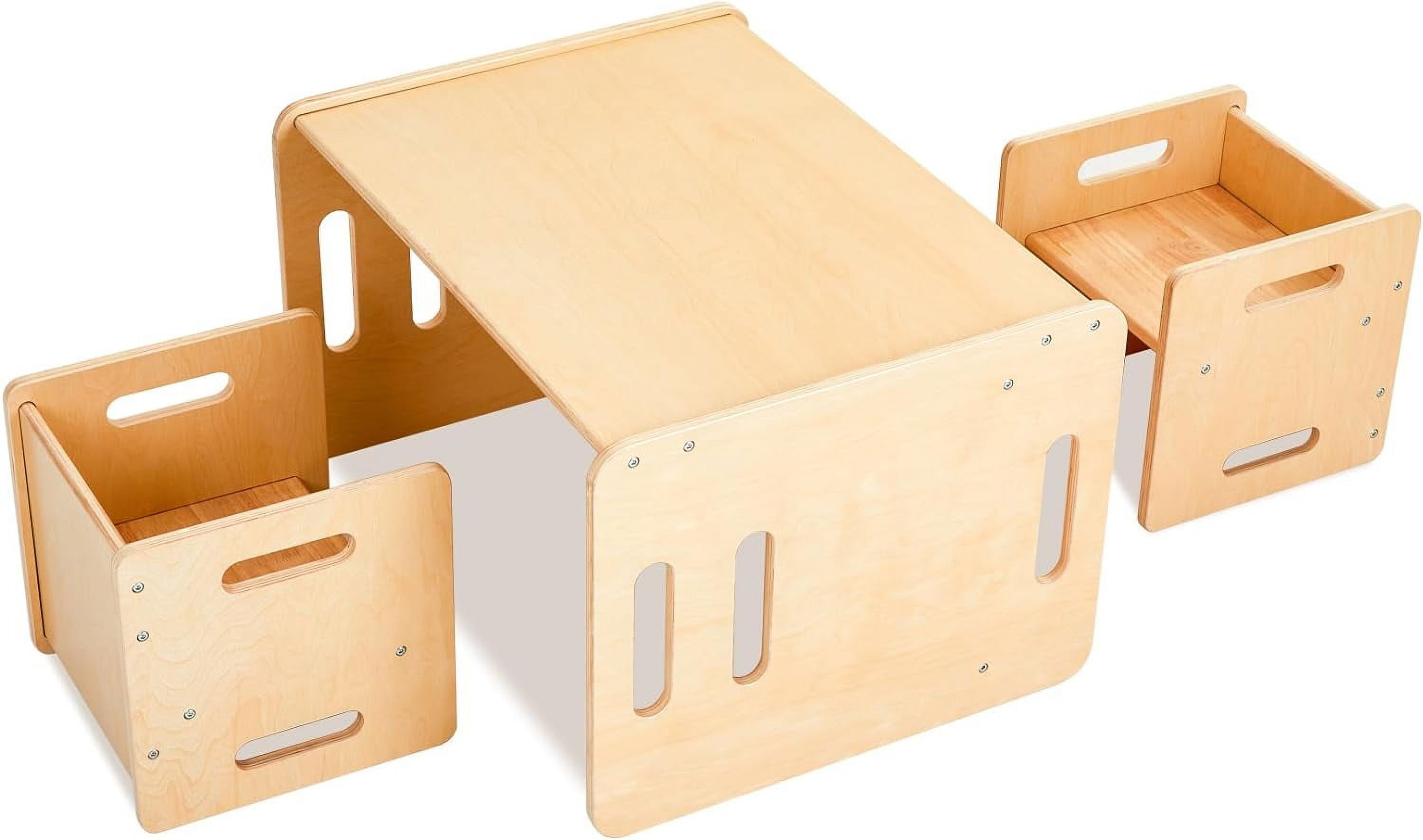 GOME 3 in 1 Wooden Toddler Table and Chair Set, Multi-purpose Kids ...