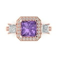 thumbnail image 1 of Three-Stone Engagement Ring for Women - 3.005ct Simulated Alexandrite in 14K Rose Gold Promise Ring, 1 of 6