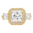 thumbnail image 1 of 3.1 ct Princess Cut Genuine Cultured Diamond VS1-VS2 G-H 18K Yellow Gold Three-Stone Promise Wedding Statement Engagement Designer Ring size 6.5, 1 of 7