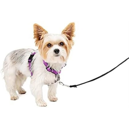 3 in 1 dog harness - no pull for dogs - reflective dog harness - front d-ring clip helps stop pulling - comfortable padded straps - top handle enhances control - plum - extra small