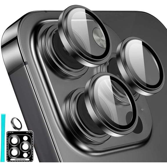 [3+1] for iPhone 14 Pro/iPhone 14 Pro Max Camera Lens Protector,[Original Design] Metal HD Tempered Glass Camera Screen Protector Anti Scratch Cover Film Accessories 2022, Space Black