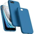 thumbnail image 1 of [3 in 1 for iPhone SE case 2022/3rd/2020/2nd gen, iPhone 7/8 case，with 2 Pack Screen Protector, Liquid Silicone Ultra Slim Shockproof Protective Phone Case [Microfiber Lining] (Navy Blue)…, 1 of 13