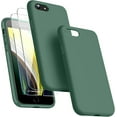 thumbnail image 1 of [3 in 1 for iPhone SE case 2022/3rd/2020/2nd gen, iPhone 7/8，with 2 Pack Screen Protector, Liquid Silicone Ultra Slim Shockproof Protective Phone Case [Microfiber Lining] (Alpine Green), 1 of 7