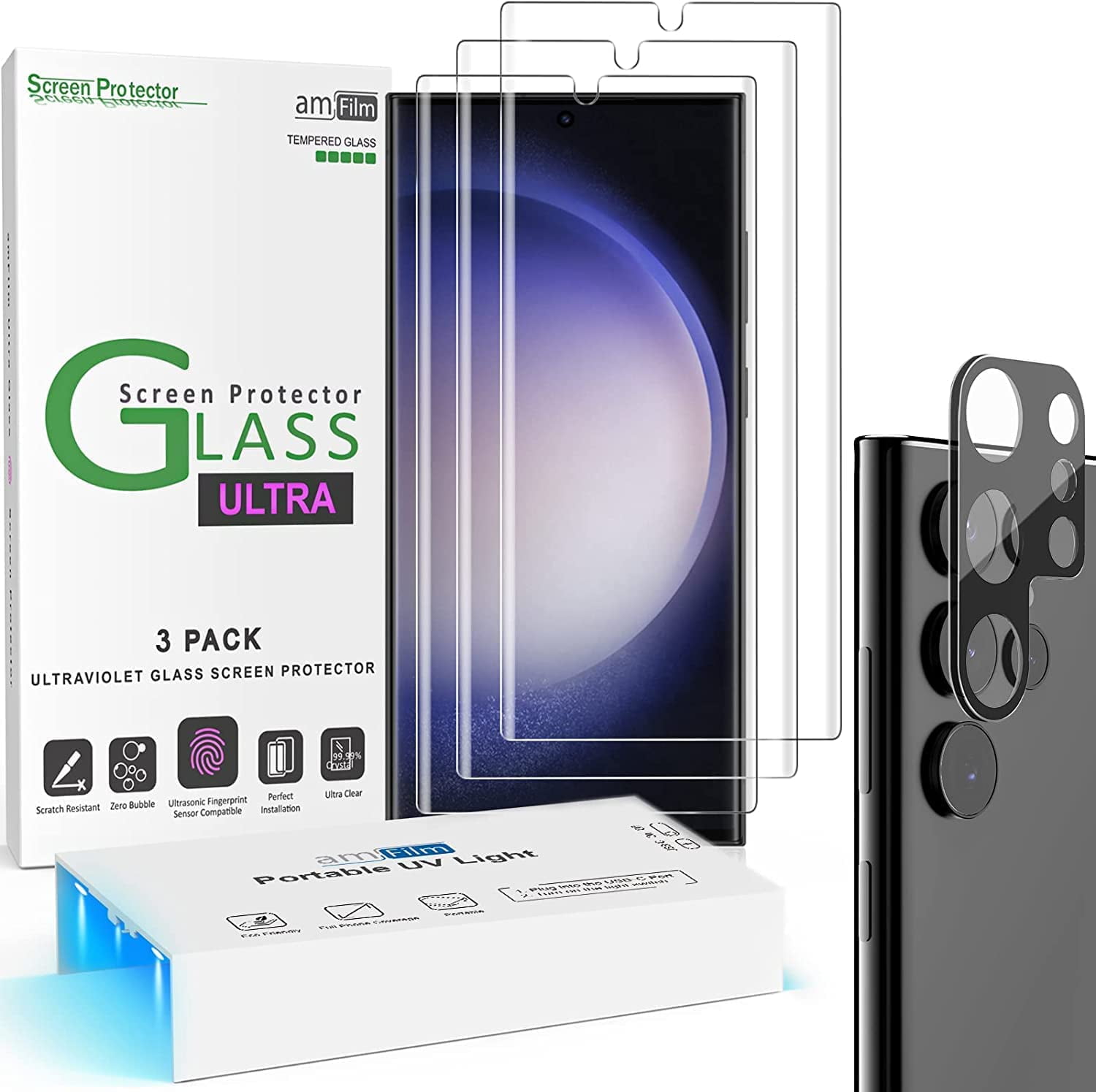 QsmQam 3 Pièces Verre Trempé pour Samsung Galaxy S23 FE et 3