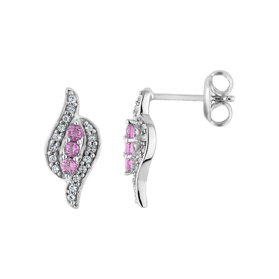 3/10 Carat (Ctw) Lab-Created Pink and White Sapphire Earrings in Sterling Silver