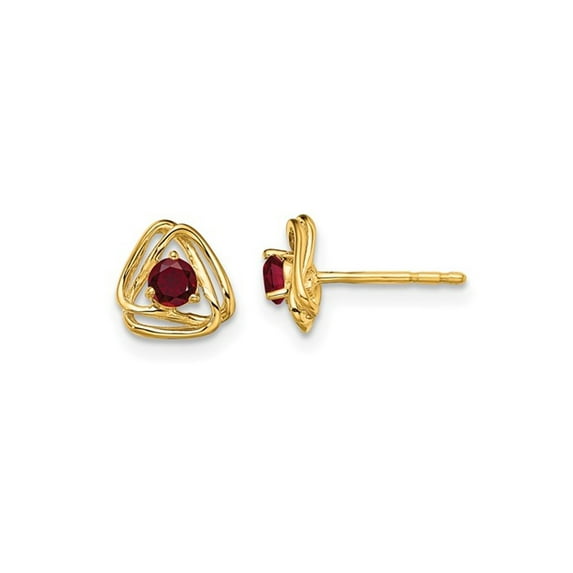 3/10 Carat (Ctw) Lab Created Ruby Button Post Earrings in 14K Yellow Gold for Women