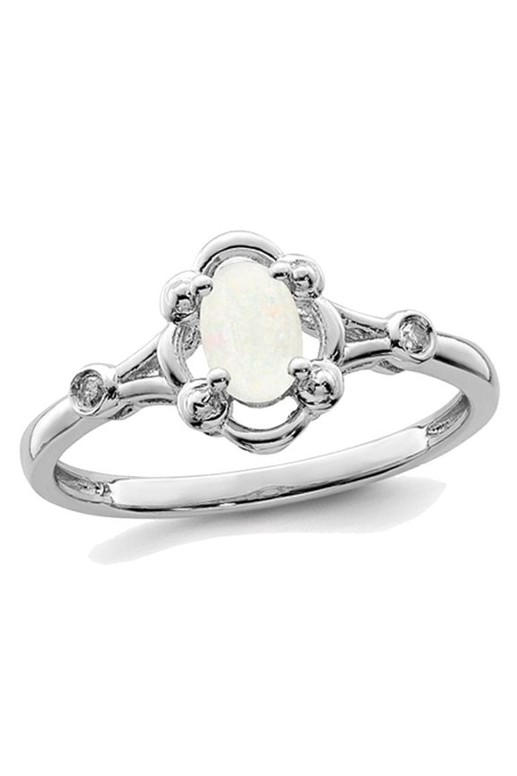 3/10 Carat (Ctw) Opal Lab-Created Sterling Silver Ring