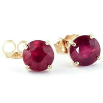 3.10 Carat Natural Ruby Women Stud Earrings Solid 14k Yellow Gold