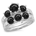 thumbnail image 1 of 3.10 Carat (ctw) 18K White Gold Round Black & White Diamond Ladies Bridal 3 Stone Engagement Ring With Matching Band Set, 1 of 1