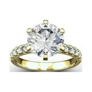 DIAMOND-CAPITALS 3.10 Ct Stunning Round Diamond Wedding Rings For Women Solid 14K Yellow Gold